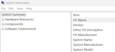 Windows System Information window
