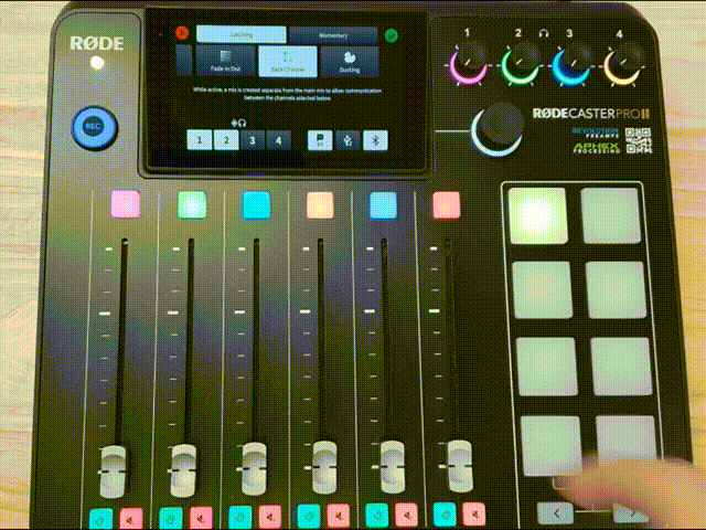 Selecting Back Channel participants on RØDECaster Pro II