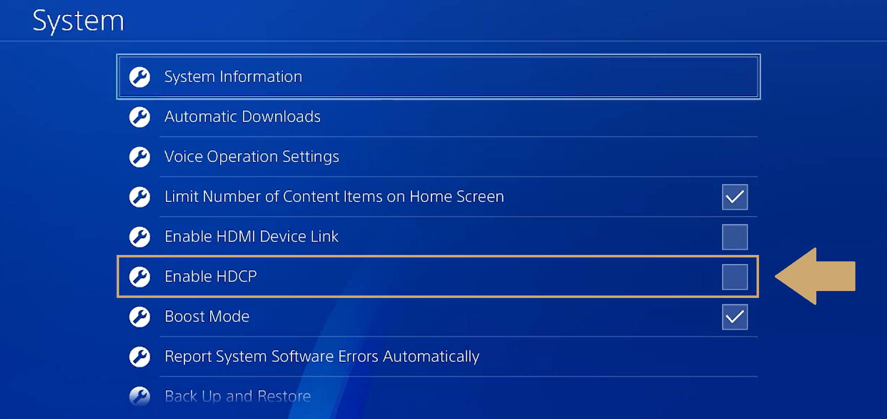 Disable HDCP on PlayStation 4