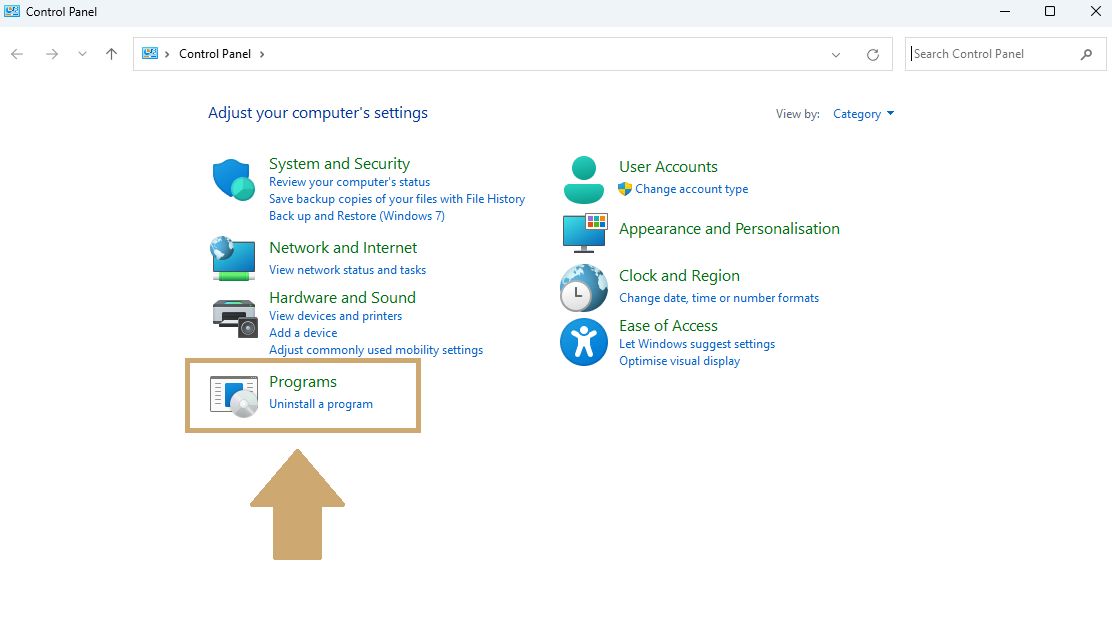 Select Uninstall a program