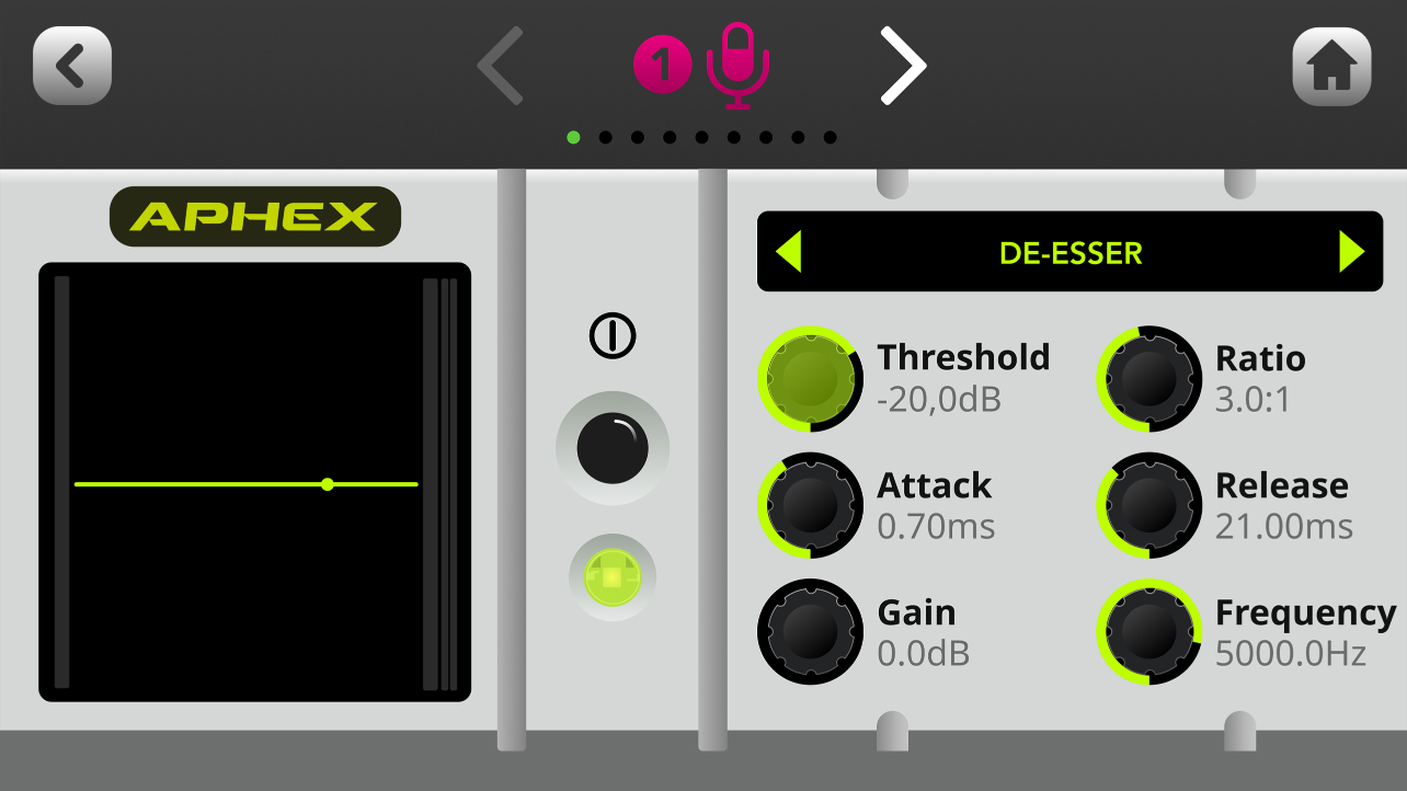De-Esser settings on the RØDECaster Pro II