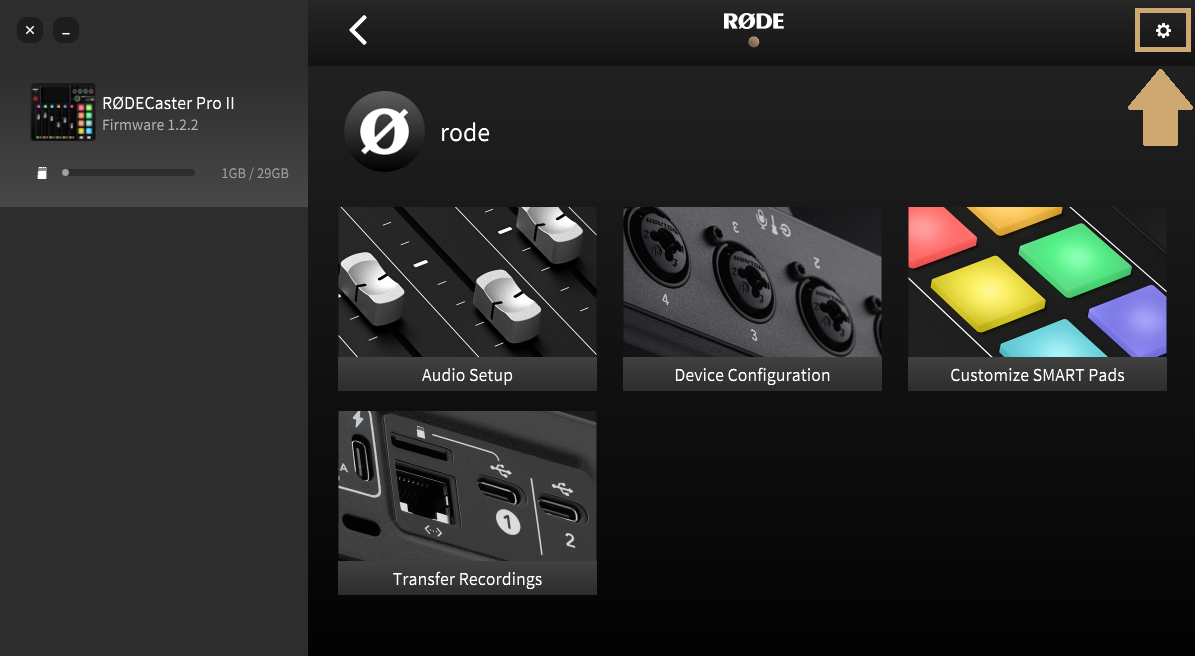 RØDECaster app settings