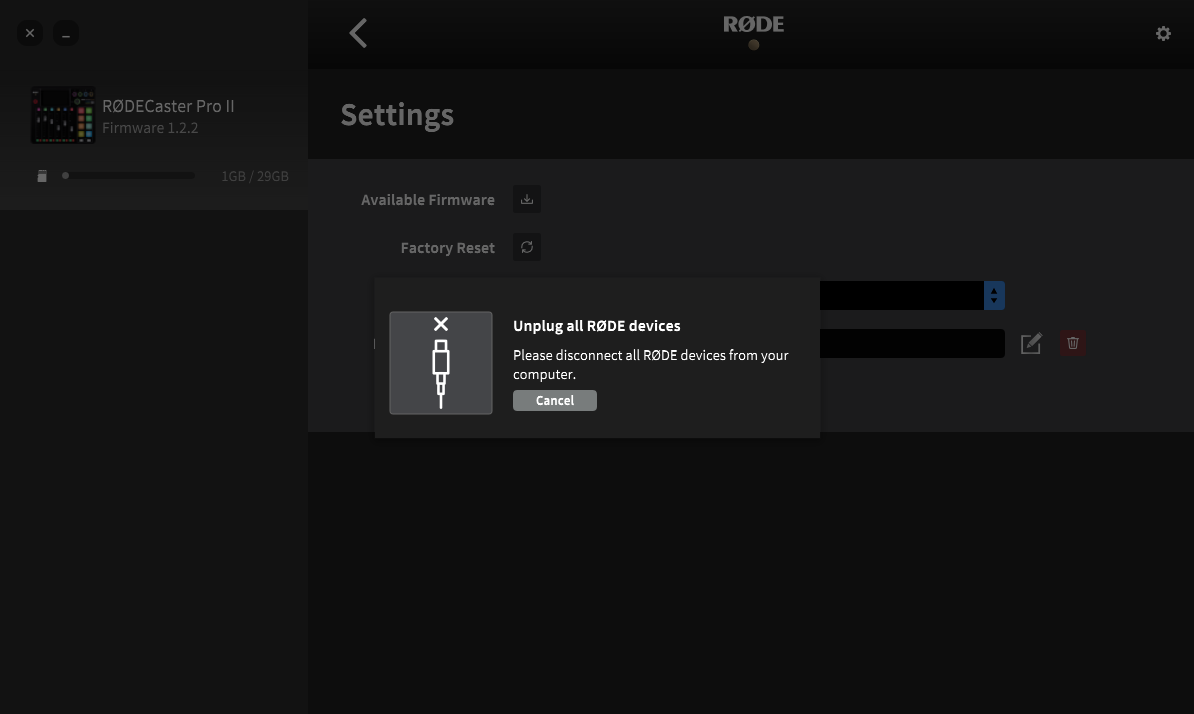 Factory Reset option
