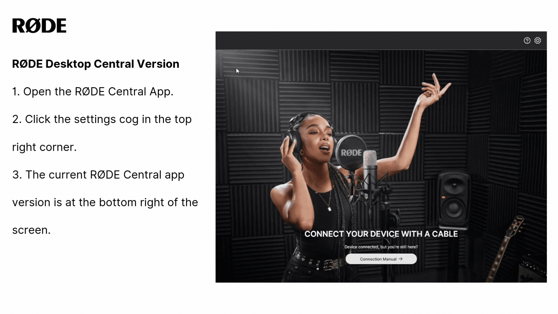 Checking the RØDE Central desktop version