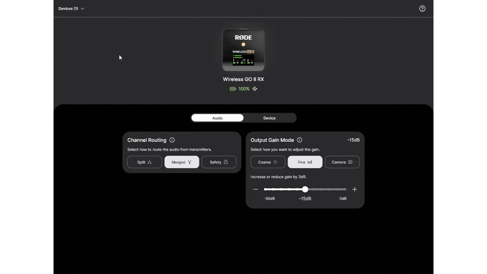Running diagnostics in RØDE Central