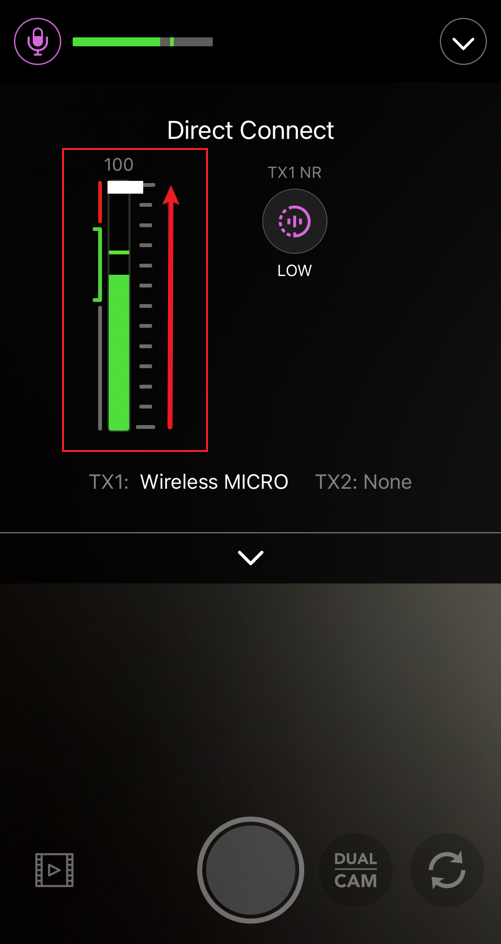 Adjusting gain in RØDE Capture app