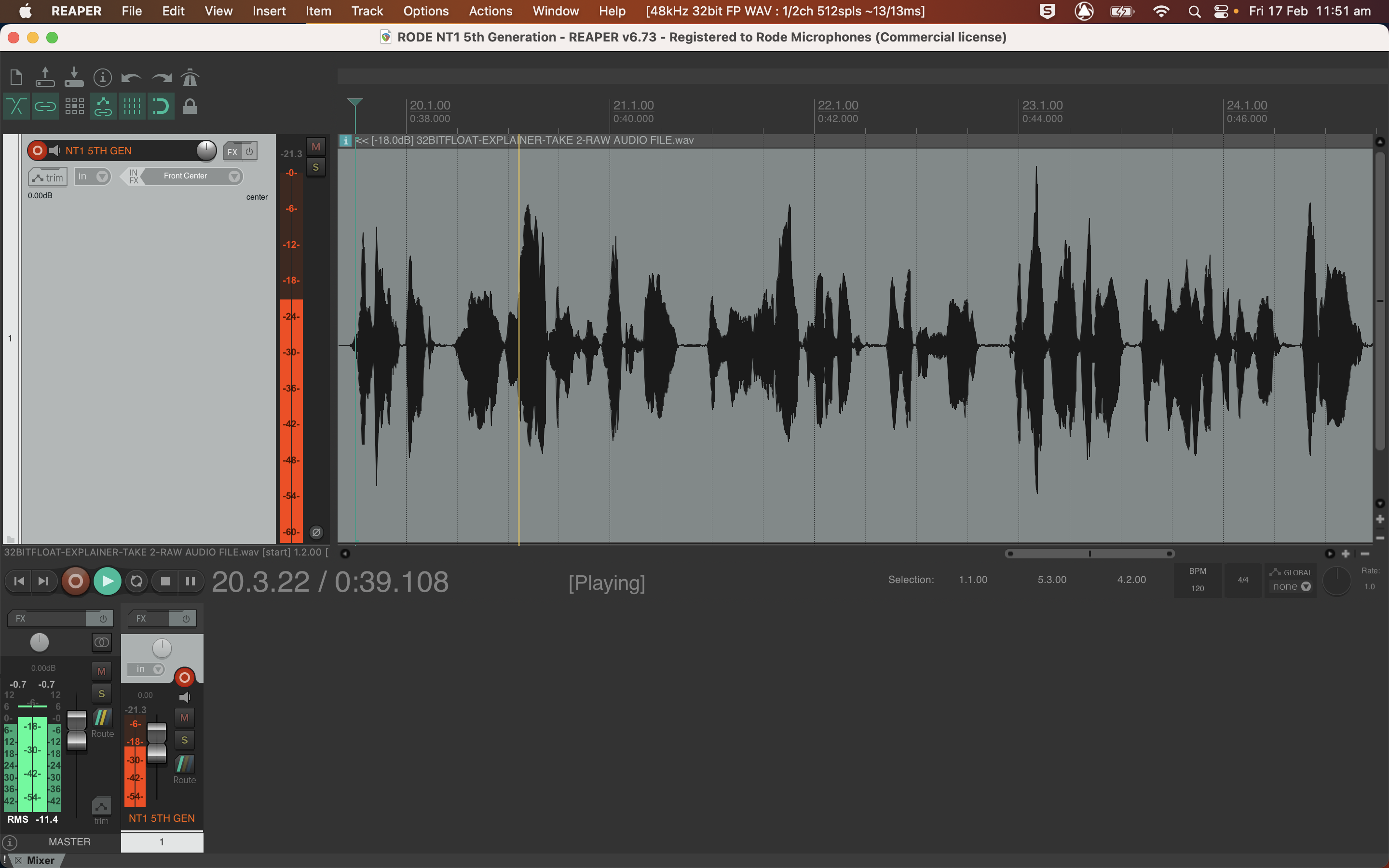 Checking audio settings in a digital audio workstation