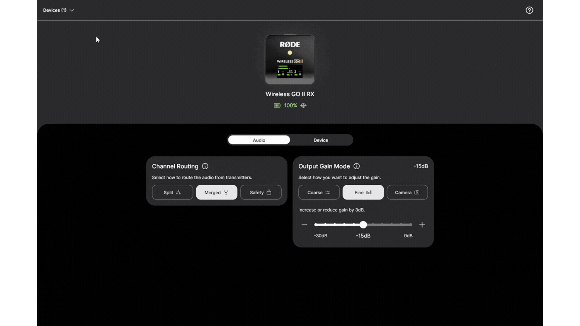 RØDE Central factory reset process