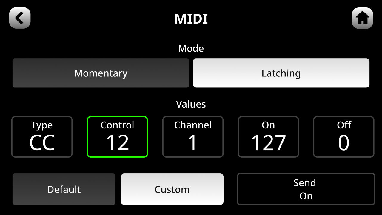 SMART Pad MIDI settings