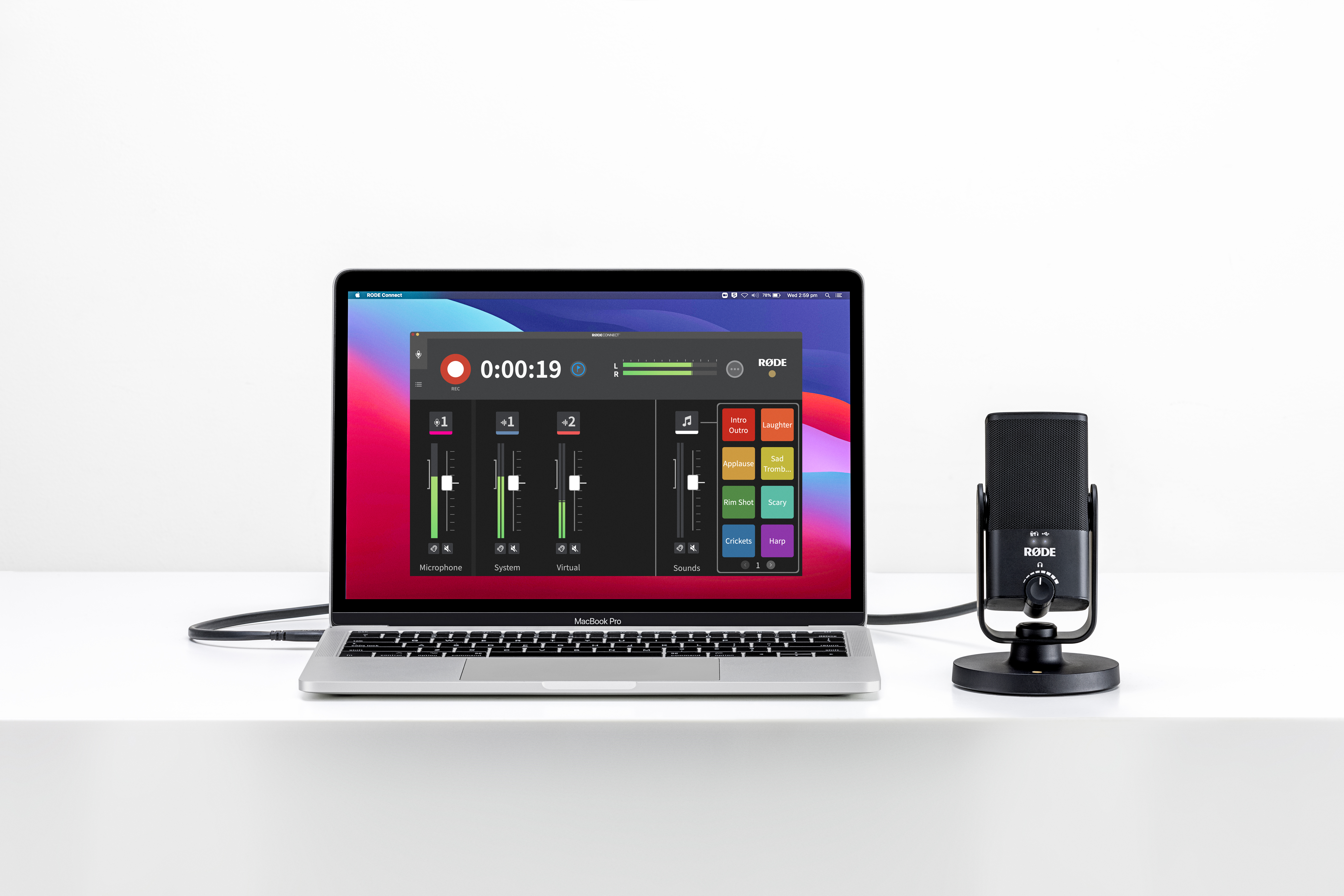 RØDE NT-USB Mini connected to RØDE Connect on Mac