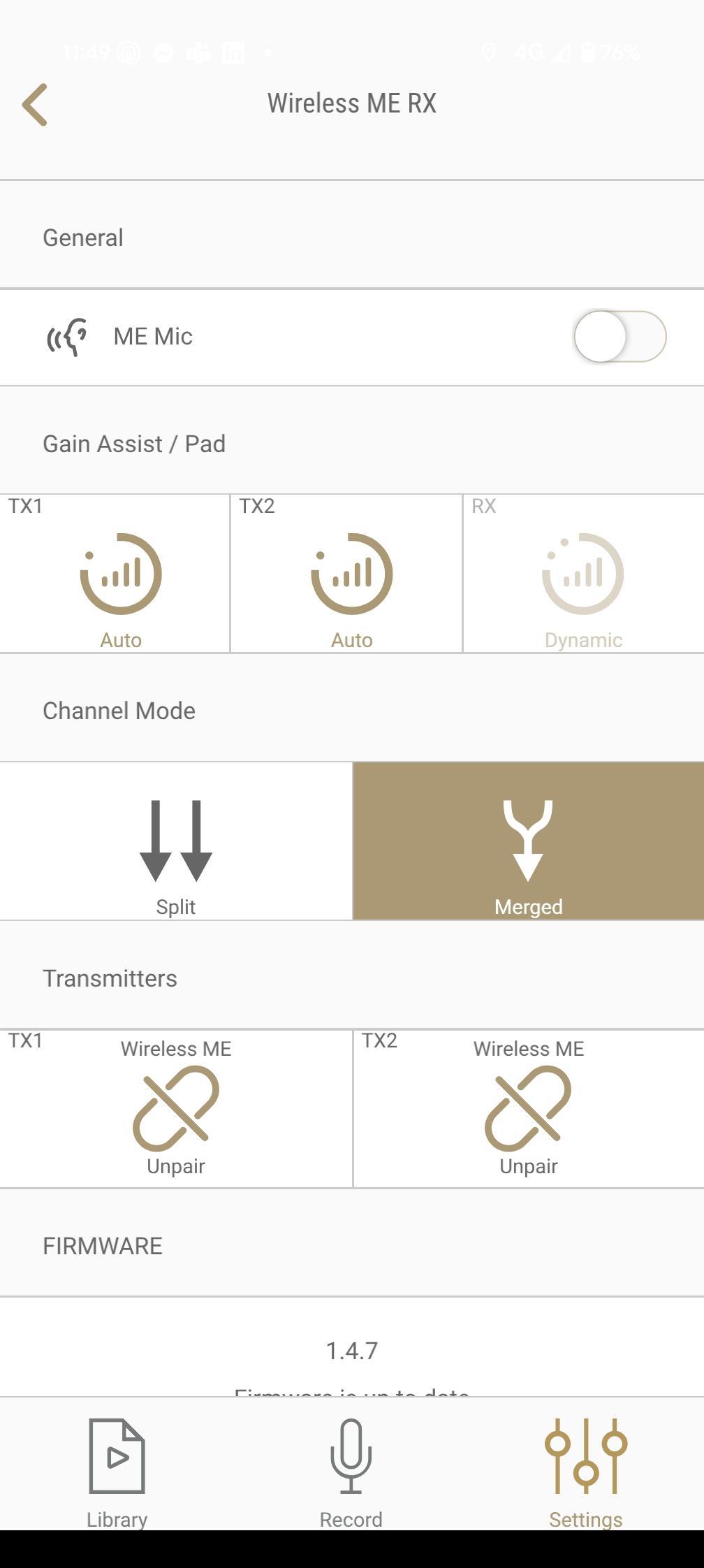 Wireless ME paired in RØDE Reporter
