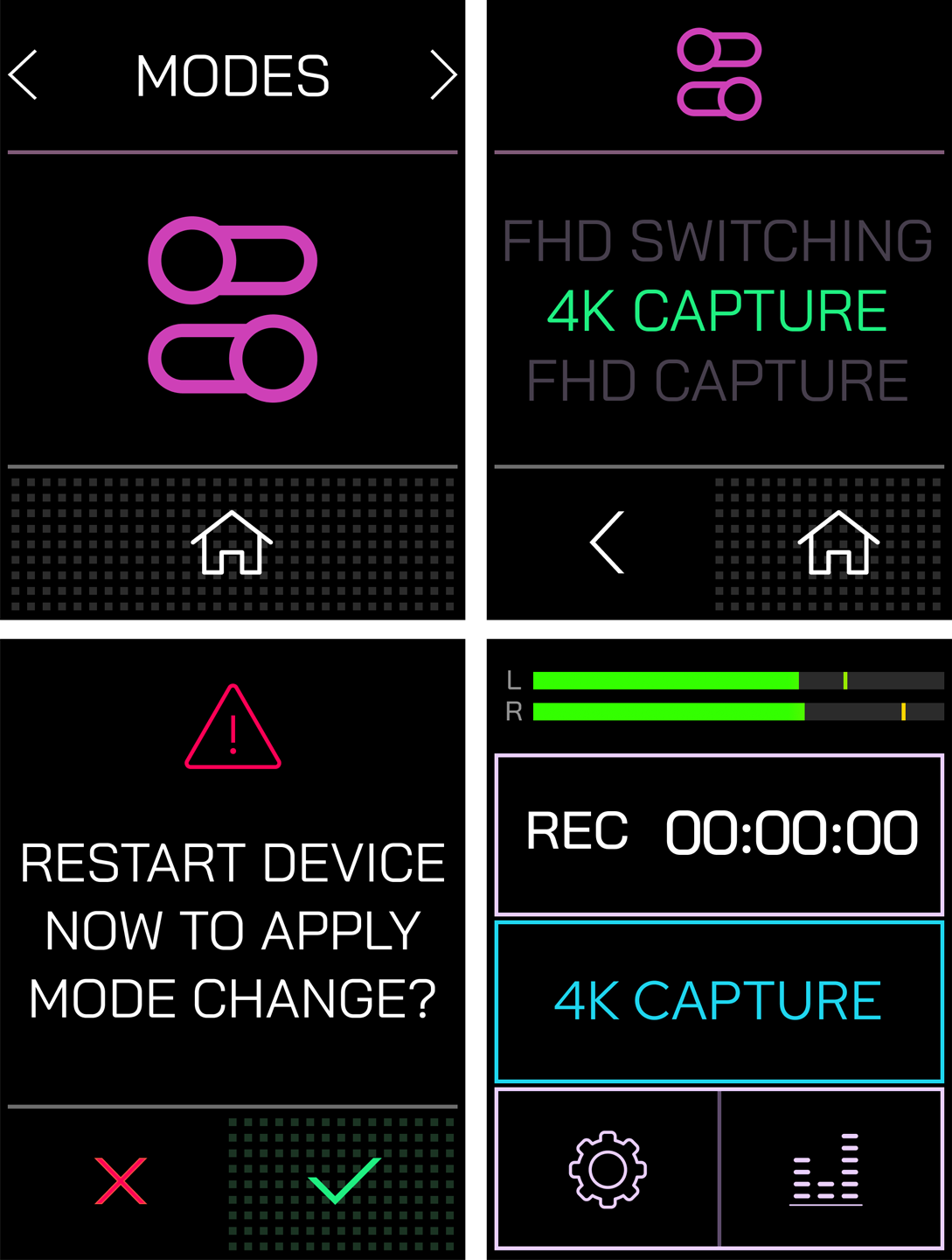 RØDECaster Video capture mode shown on the home screen